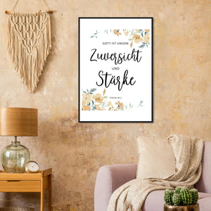 zuversicht und stärke psalm 46.2 Poster mit Holzrahmen