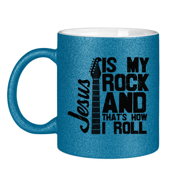 Glitzertasse jesus is my rock gitarrenspieler