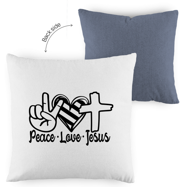 Kopfkissen zweifarbig peace love jesus