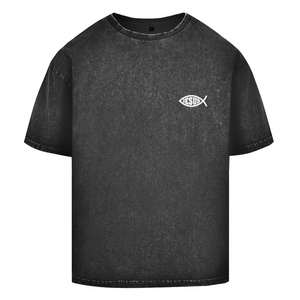 Oversize Washed T-Shirt fisch symbol ICHTHYS Jesus