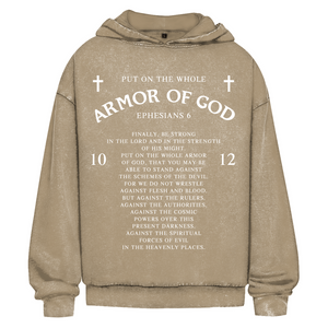 Oversize Washed Hoodie armor of god ephesians 6