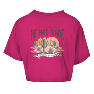 Damen Oversize Crop Top everything beautiful ecclesiastes 3:11