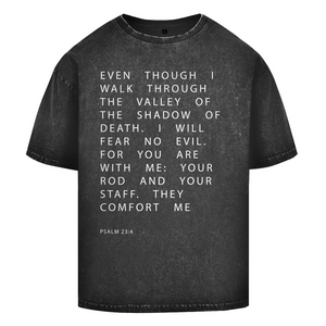 Oversize Washed T-Shirt i will fear no evil psalm 23:4
