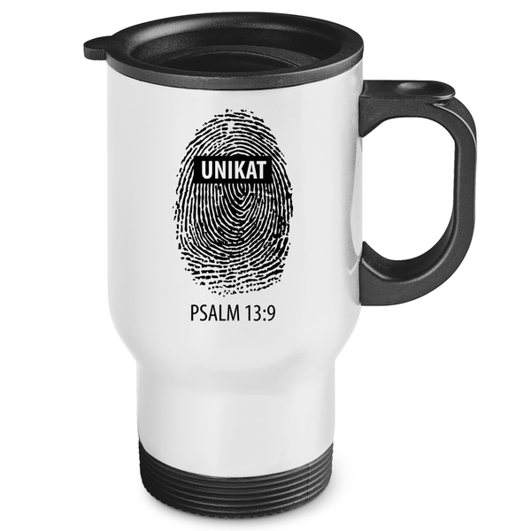 Edelstahl-Thermobecher unikat fingerabdruck psalm 13:9