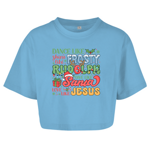 Damen Oversize Crop Top dance like frosty love like jesus