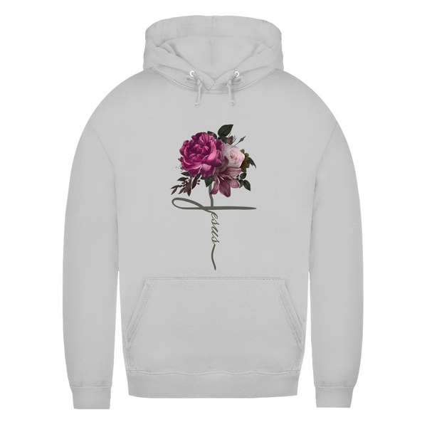 Damen Hoodie jesus blumen