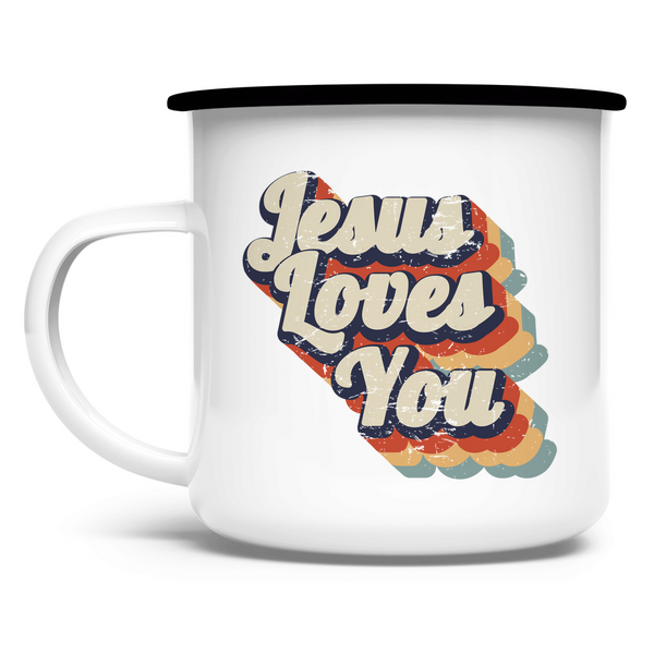 Emaille Tasse jesus loves you