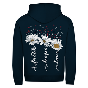Zipper Hoodie faith hope love blumen