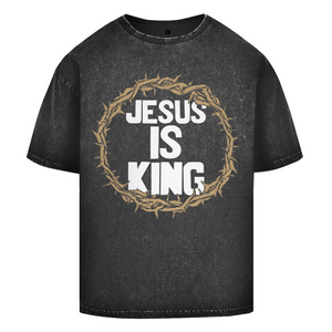 Oversize Washed T-Shirt jesus is king dornenkrone