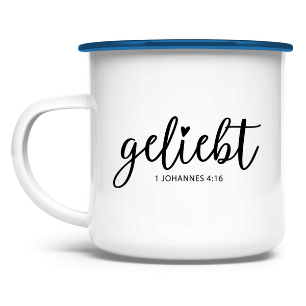 Emaille Tasse geliebt 1 johannes 4:16