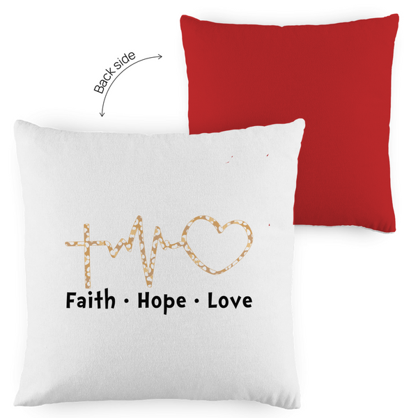 Kopfkissen zweifarbig faith hope love