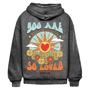 Oversize Washed Hoodie you are so loved john 3:16