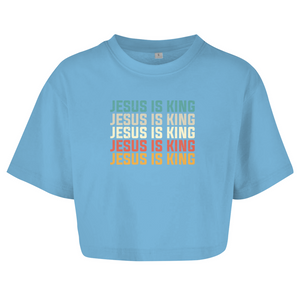 Damen Oversize Crop Top jesus is king vintage