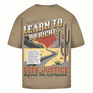 Oversize Washed T-Shirt learn to do right isaiah 1:17