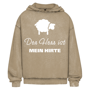 Oversize Washed Hoodie der herr ist mein hirte