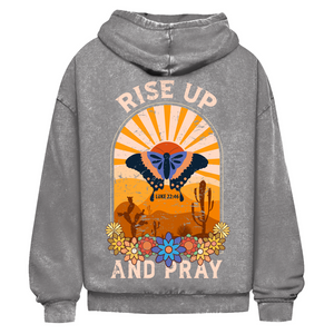 Oversize Washed Hoodie rise up and pray
