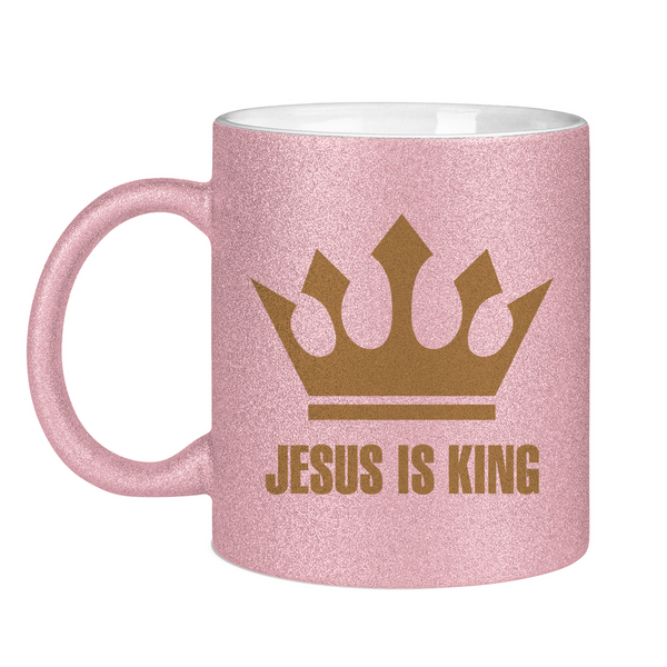 Glitzertasse jesus is king krone