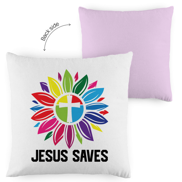 Kopfkissen zweifarbig jesus saves blume