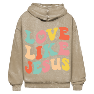 Oversize Washed Hoodie love like jesus retro