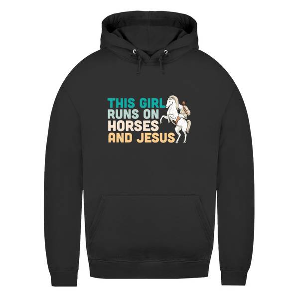 Damen Hoodie this girl runs on horses und jesus reiterin