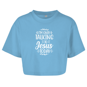 Damen Oversize Crop Top i am only talking to jesus today