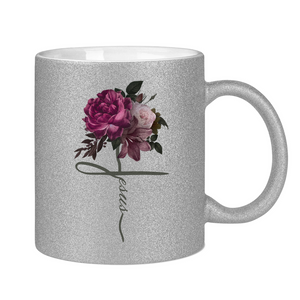 Glitzertasse jesus blume