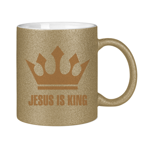 Glitzertasse jesus is king krone