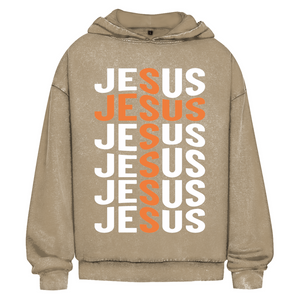 Oversize Washed Hoodie jesus kreuz