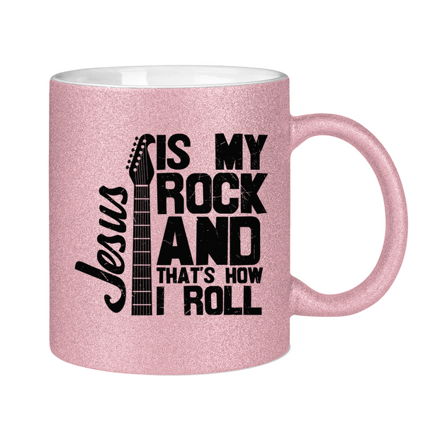 Glitzertasse jesus is my rock gitarrenspieler