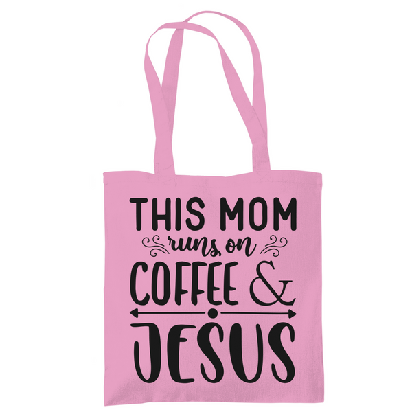 Tragetasche this mom runs on coffee & jesus