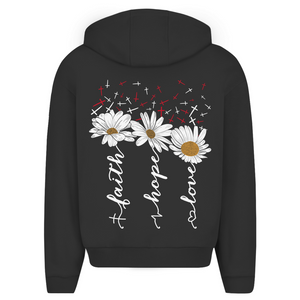 Oversize Zipper Hoodie faith hope love blumen
