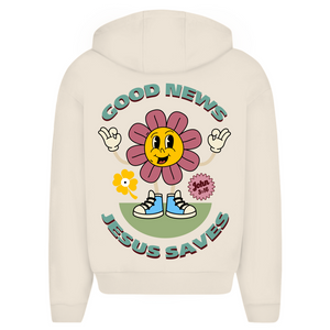 Oversize Zipper Hoodie good news jesus saves