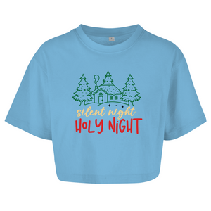 Damen Oversize Crop Top silent night holy night
