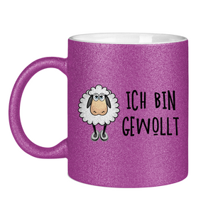 Glitzertasse schaf ich bin gewollt
