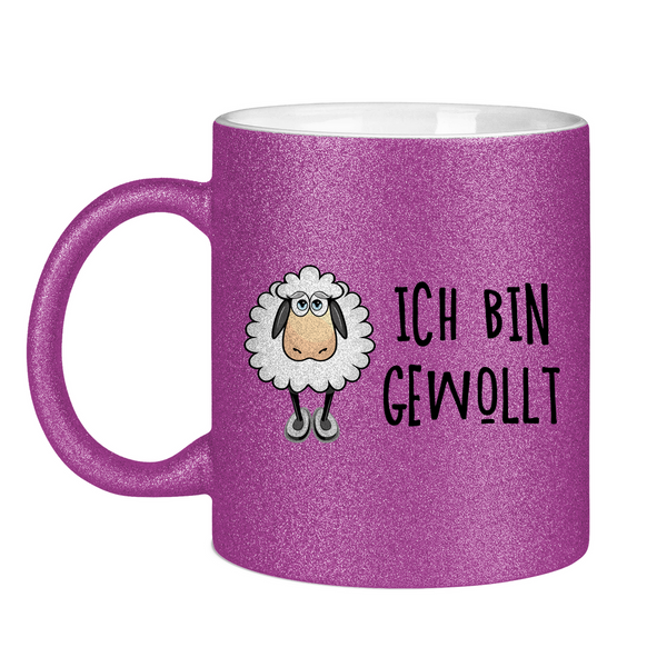 Glitzertasse schaf ich bin gewollt