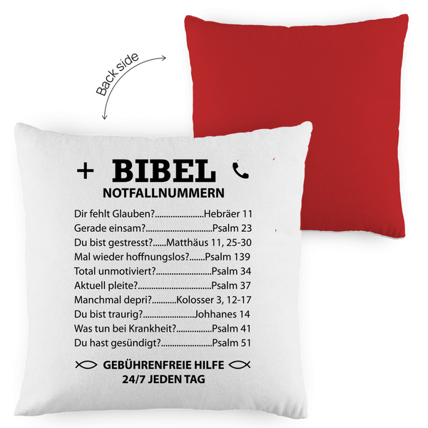 Kopfkissen zweifarbig bibel notfallnummern