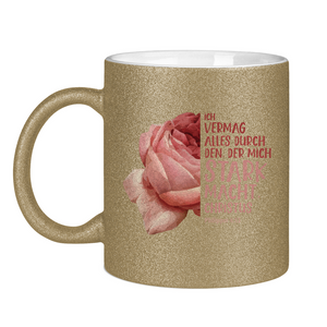 Glitzertasse der mich stark macht blume