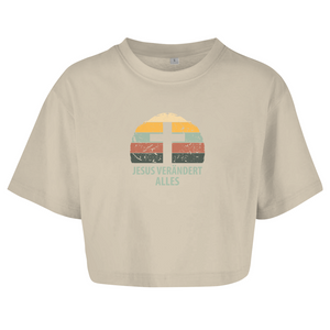 Damen Oversize Crop Top jesus verändert alles