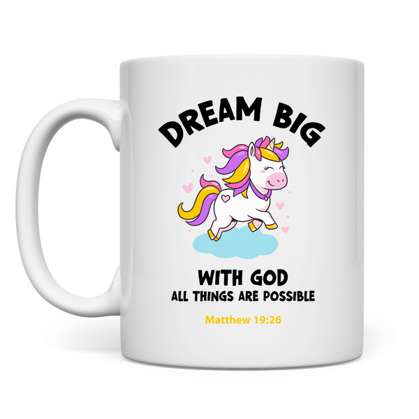 Tasse einhorn all things are possible matthew 19:26