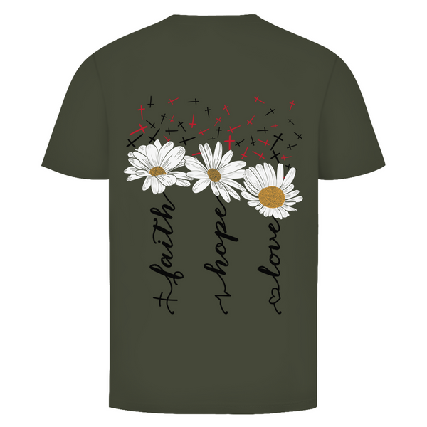 Herren T-Shirt faith hope love blumen