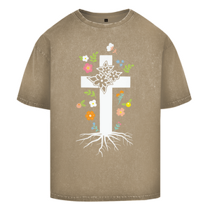Oversize Washed T-Shirt kreuz roots