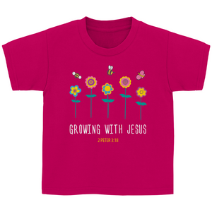 Kinder T-Shirt growing with jesus 2 peter 3:18