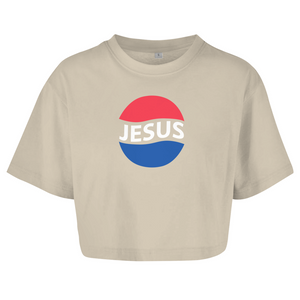 Damen Oversize Crop Top jesus