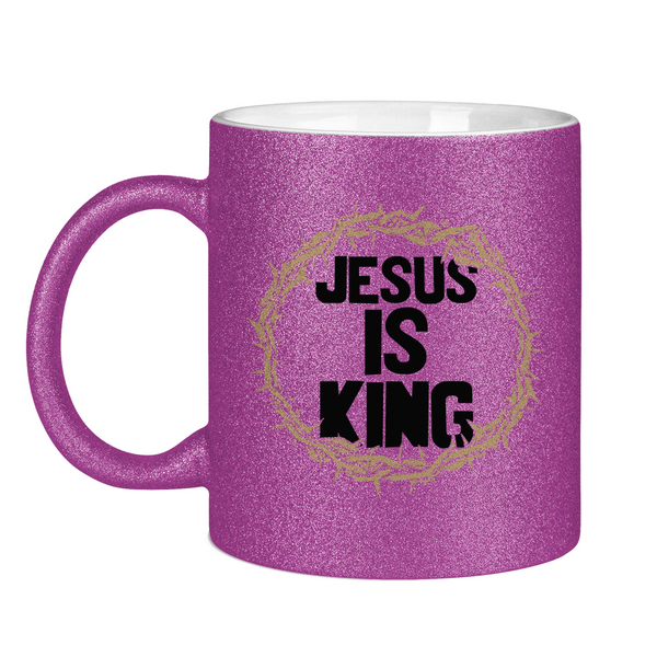 Glitzertasse jesus is king dornenkrone