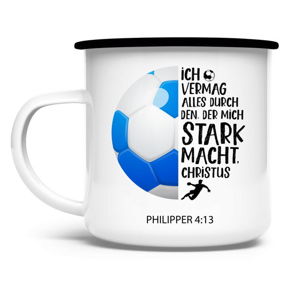 Emaille Tasse der mich stark macht philipper 4:13 handball