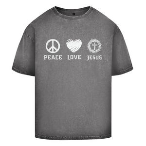 Oversize Washed T-Shirt peace love jesus