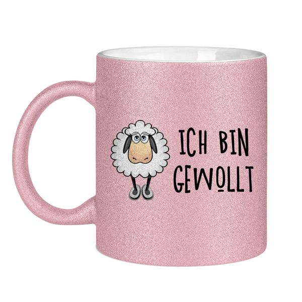 Glitzertasse schaf ich bin gewollt