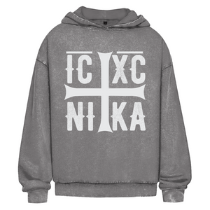 Oversize Washed Hoodie ICXC NIKA orthodox griechisch