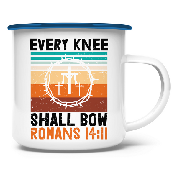 Emaille Tasse every knee shall bow romans 14:11