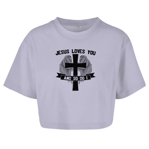 Damen Oversize Crop Topjesus loves you and so do i